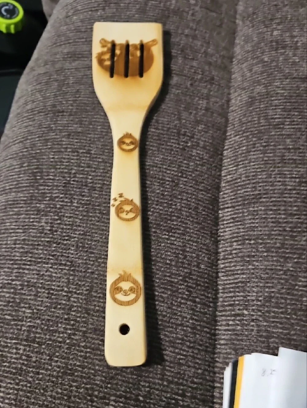 NWT Bamboo Sloth Engraved Kitchen Utensil Set - Natural Bamboo. 5 Piece Set